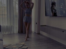 Hot Redhead Stretches in Tight Shorts gif