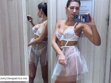 Cleopatrice takes selfie video of herself in lingerie store changing room gif