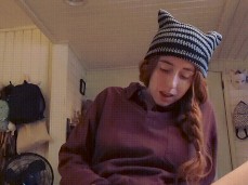 Frisky Freckled Fox shows you her hairy wet pussy gif
