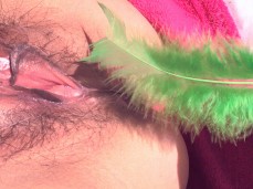 TICKLING MY BUTTERFLY PUSSY AND ASS WITH A FEATHER gif