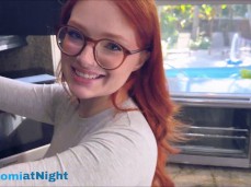 sexy redhead sucks foot while getting fucked hard gif