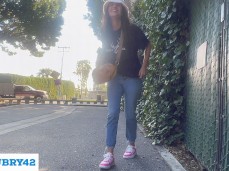 Brunette flashing in public gif