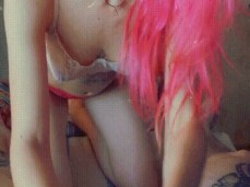 Pink Haired Girl About to Suck gif