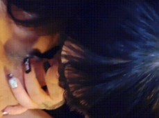 Pretty Eyed Goth Slut LOVES sucking cock gif