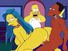MARGE SIMPSON ES INFIEL CON CARL A HOMERO SIMPSON gif