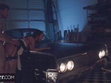 Angela White fucked over the hood of a car gif