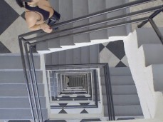 Angela White climbing stairs gif