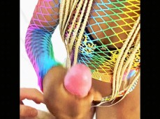 Ebony handjob cumload gif