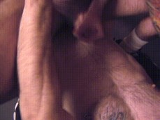 Jack Van Dean explodes riding Duncan Murphy, huge load on his hairy chest gif