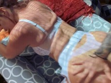 Big ass and tits mature POV with panties to the side gif