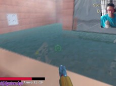 Sneaking into the women's bath and spraying them down gif