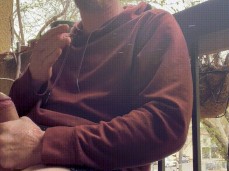 Dripping cock after cumming on the balcony gif