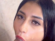 Thalia And Felipe suck after cumshot shower blowjob gif