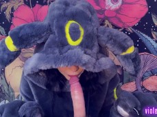 Pokemon Umbreon spits cum load and sucks it back off gif