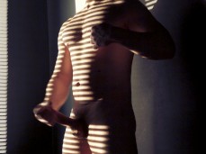 Beefy muscle jock stroking his big, uncut cock 0120-1 5 gif