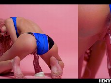 Kawaii Pink Haired Girl Playing With Sex Toys gif