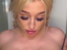 Horny college girl sucks on a banana gif