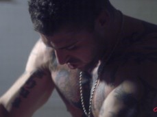 Gorgeous, tattooed athlete Derek Thibeau fucks hot, hung Hans Berlin 0505-1 gif