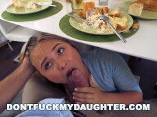 slut stepsister suck stepbrother cock under the table gif