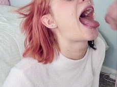 glasses girl love on her face cum gif