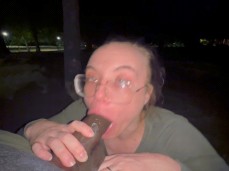 Dainty Wife throating cock in the open gif