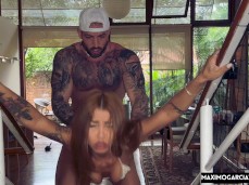 rough doggy pounding on the stairs gif