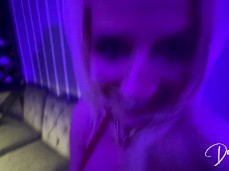 Big tit blonde beauty jerks your huge cock at the bar gif