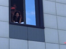 fucking perfect brunette in window public gif