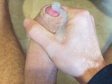 Str8 Italian stallion milking his massive, fat-headed, uncut cock gif