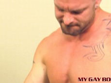 Dustin Fitch sucks his buff, bald, bearded boss Mitch Vaughn 0546 10 gif