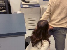 Secretary sucks co-worker's dick in the break room gif