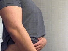 Beefy, bearded, slightly shy stud shows off his hot, rock-hard cock 0306-1 gif