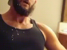 Bearded hunk strokes his big cock, accidentally cums on his face 0014-1 5 gif