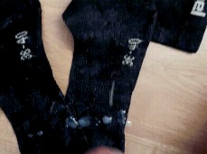 Massive cumshot on his underwear (socks)! The boy was good and could cum. gif