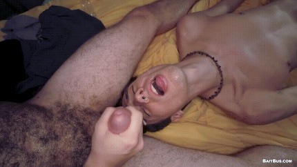 Hairy-chested, hung Ryan Russo cums on Andy Adler's face and into his nose