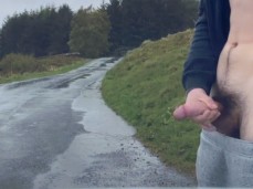 Standing right in front of my car, he stroked his big dick, and came hard gif