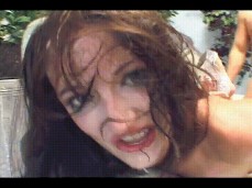 Girl with messy hair talks dirty gif