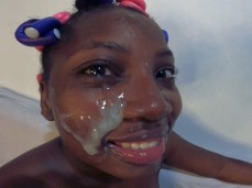 Black girl with cum on her face gif