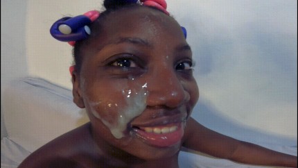 Black girl with cum on her face