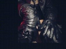 black leather spanking: faceless, leather boots, leather gloves fetish gif