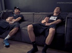 Bros, they do everything together, wear the same clothes and cum together gif