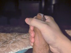 Beefy dude strokes his fat uncut dick, and cums 0009-1 5 gif