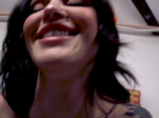 Sensation Demi spreads her landing strip pussy for a standing doggy gif