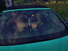 Hot blonde blowjob in the car gif