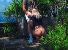 Hot blonde public blowjob gif