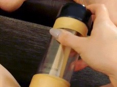 Pump toy used to suck on clit gif