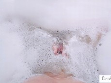 Blonde milf gives pov footjob in the bathtub gif