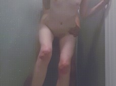 Purple Mystery shower standing doggy with impressive thigh gap gif