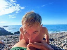 A blowjob for a friend in nature, such a beautiful view gif