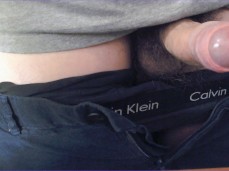 Melb Jam shows off his shiny, big-headed, thick, throbbing, uncut cock gif